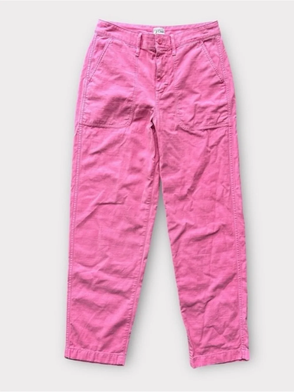 J. Crew Straight Leg High Rise Hot Pink Cotton Pant size 6 Tall